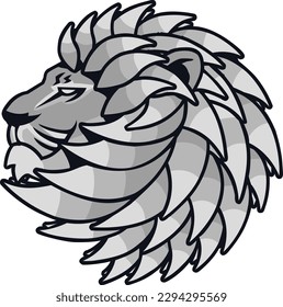 Lion Head Illustration Vector. Color  BW