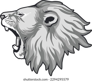 Lion Head Illustration Vector. Color  BW