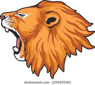 Lion Head Illustration Vector. Color  BW