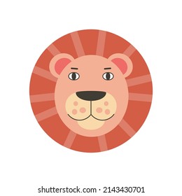 Lion head illustration. Vector illustration in a flat style
