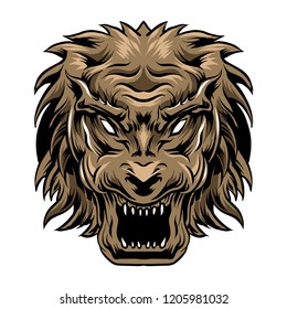 Lion Head Illustration Vector isolated on white background