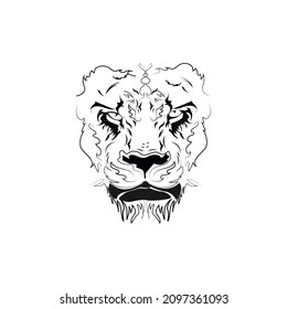 lion head illustration vector isolated on white background