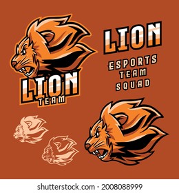 lion head illustration vector logo for gaming, streaming, team and website