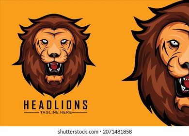 LION HEAD ILLUSTRATION WITH A YELLOW BACKGROUND
