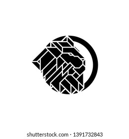 Lion Head inside circle Logo Design Template. Emblem vector isolated on white background