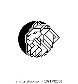 Lion Head inside circle Logo Design Template. Emblem vector isolated on white background