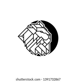Lion Head inside circle Logo Design Template. Emblem vector isolated on white background