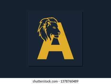 Lion head inside letter A. Abstract, creative emblem for logotype, brand identity, company, corporate, entity name. Modern simple luxury template alphabet. Letter Design Vector. Animal concept. EPS 10