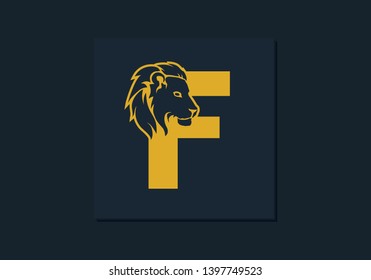 Lion head inside letter F. Abstract, creative emblem for logotype, brand identity, company, corporate, entity name. Modern simple luxury template alphabet. Letter Design Vector. Animal concept. EPS 10