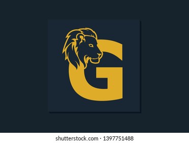 Lion head inside letter G. Abstract, creative emblem for logotype, brand identity, company, corporate, entity name. Modern simple luxury template alphabet. Letter Design Vector. Animal concept. EPS 10