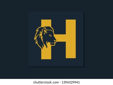 Lion head inside letter H. Abstract, creative emblem for logotype, brand identity, company, corporate, entity name. Modern simple luxury template alphabet. Letter Design Vector. Animal concept. EPS 10
