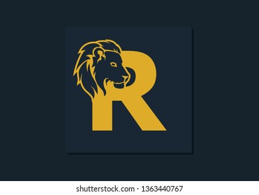 Lion head inside letter R. Abstract, creative emblem for logotype, brand identity, company, corporate, entity name. Modern simple luxury template alphabet. Letter Design Vector. Animal concept. EPS 10