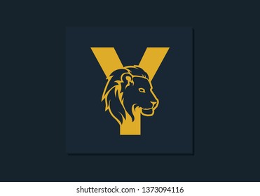 Lion head inside letter Y. Abstract, creative emblem for logotype, brand identity, company, corporate, entity name. Modern simple luxury template alphabet. Letter Design Vector. Animal concept. EPS 10