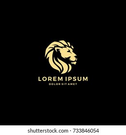 lion head king logo template vector icon black background