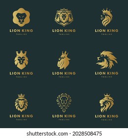 Lion head, Lion king, Mascot lion logo set vector icon illustration design