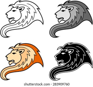  Lion head label - vector illustration