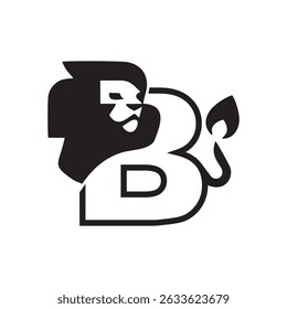 Lion head letter B logo design,  initial logo design template illustration