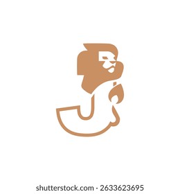 Lion head letter J logo design,  initial logo design template illustration