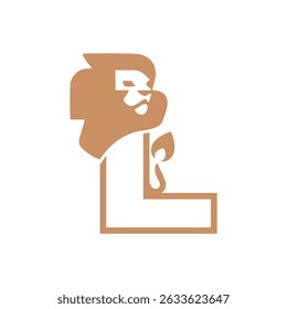 Letra da cabeça do leão L design do logotipo, ilustração do modelo de design do logotipo inicial