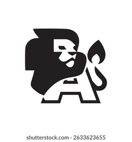 Lion head letter A logo design,  initial logo design template illustration