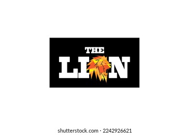 The lion head with lettering. For banner and logo vector. Design illustration.