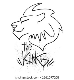 Lion head with lettering the king vector illustration