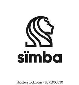 Lion head line art logo inspiration, monoline
