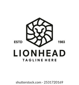 Lion head line art logo concept design vector illustration