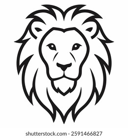 The lion head line art on white background