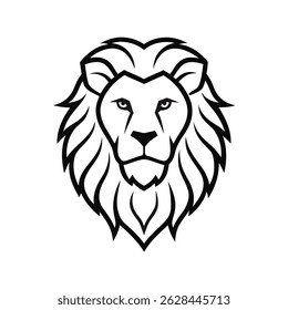 lion head line art on white background