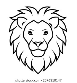 lion head line art vector on white background