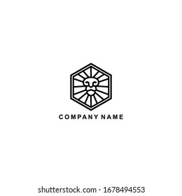 Logotipo de diseño de la línea de la cabeza de león