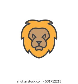 Lion head line icon, filled outline vector sign, linear colorful pictogram isolated on white. Symbol, logo illustration
