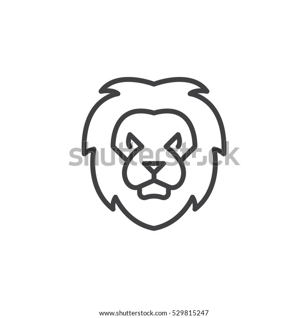 白い背景にライオンの先頭行のアイコン アウトラインのベクター画像記号 線形の絵文字 シンボル ロゴイラスト のベクター画像素材 ロイヤリティフリー