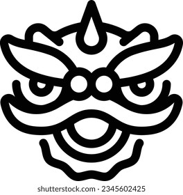 Lion Head Line Icon - Single Icon, Vector