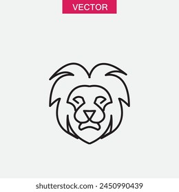 Icono de línea de cabeza de león, ilustración de revestimiento plano de Vector para Web y App..eps