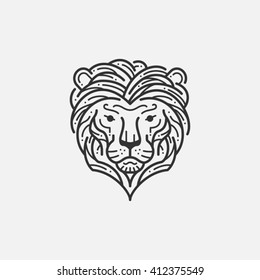 Lion head line illustration