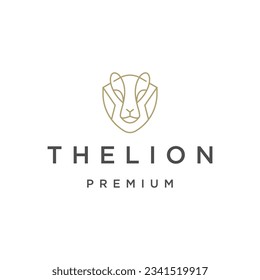 Lion head line logo design template flat vector