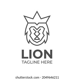 lion head line logo template in vector 