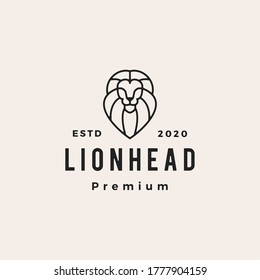 lion head line outline hipster vintage logo vector icon illustration