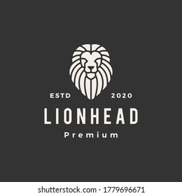 lion head line outline hipster vintage logo vector icon illustration