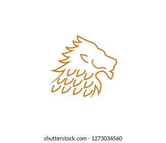 Lion head line vector illustration