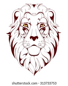Lion head linear tattoo
