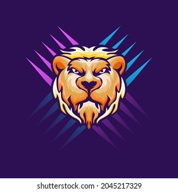 Lion head logo animal design vector