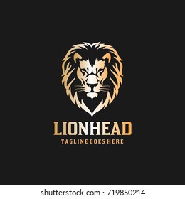 Lion Head Logo - Black Background Lion Vector