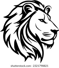 Lion head logo black outlines vector illustration