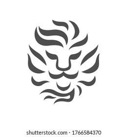 lion head logo black and white vector illustration