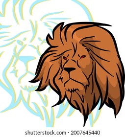 lion head logo. brown lion head with a simple background.