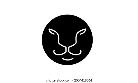 Lion head logo in circle design template elements.