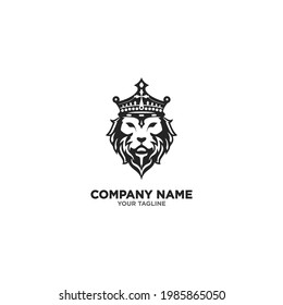 The lion head logo concept with a crowned silhouette depicts the might of a leader and authoritative, suitable for your business company icon